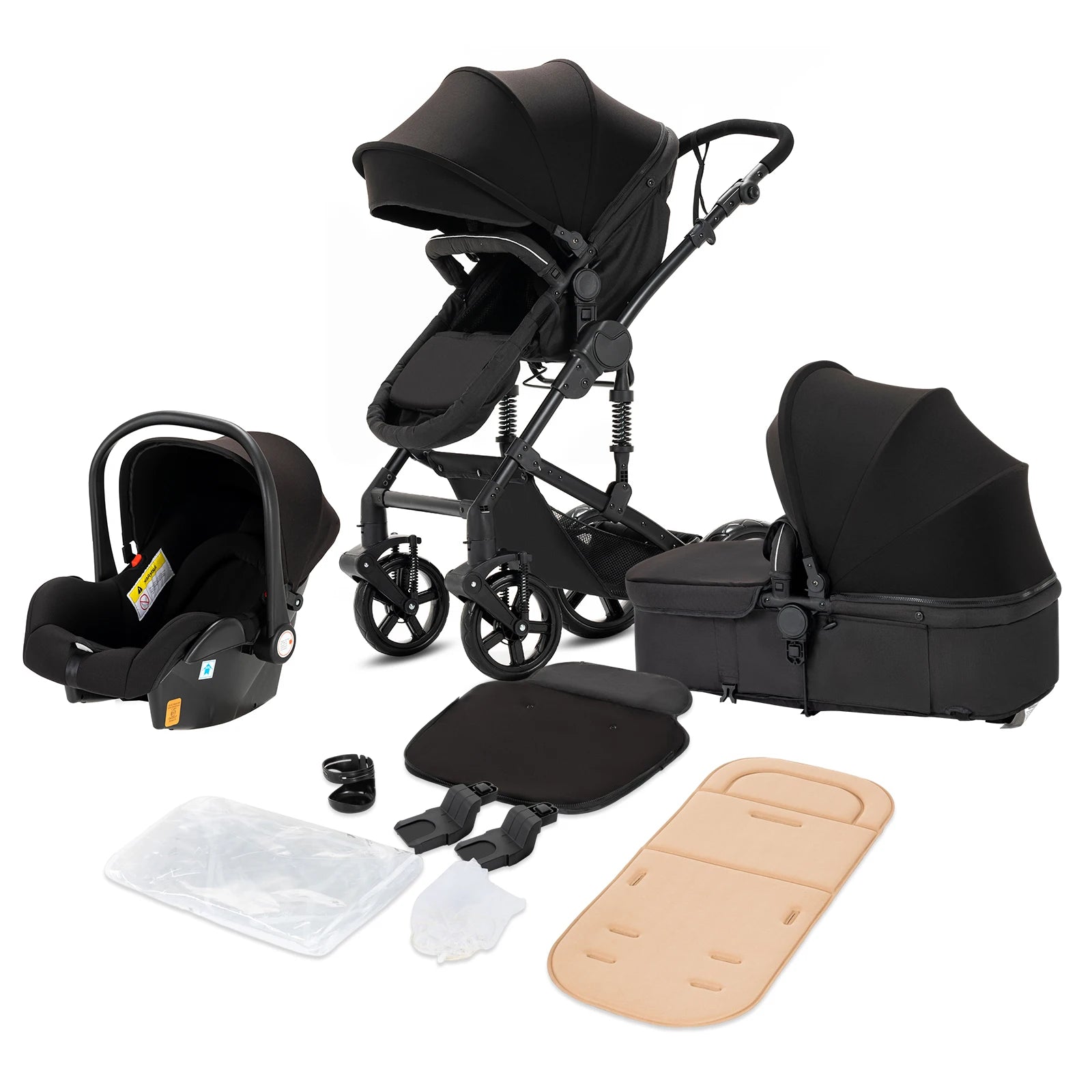 Kinderwagen, 3-in-1, leichtes Reisesystem, multifunktionaler Kinderwagen mit Aluminiumrahmen, 4-Rad-Kompaktwagen für Neugeborene