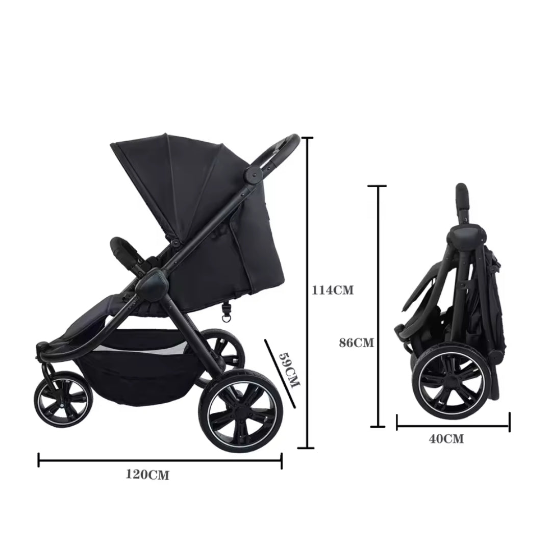 Robuster 3-Rad-Kinderbuggy mit Offroad-Reifen, Einhand-Lenkung & 5-Punkt-Gurt – Sportlich, Praktisch & Sicher bis 22 kg