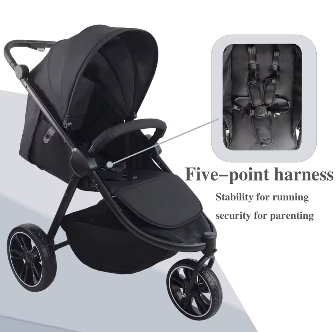 Robuster 3-Rad-Kinderbuggy mit Offroad-Reifen, Einhand-Lenkung & 5-Punkt-Gurt – Sportlich, Praktisch & Sicher bis 22 kg