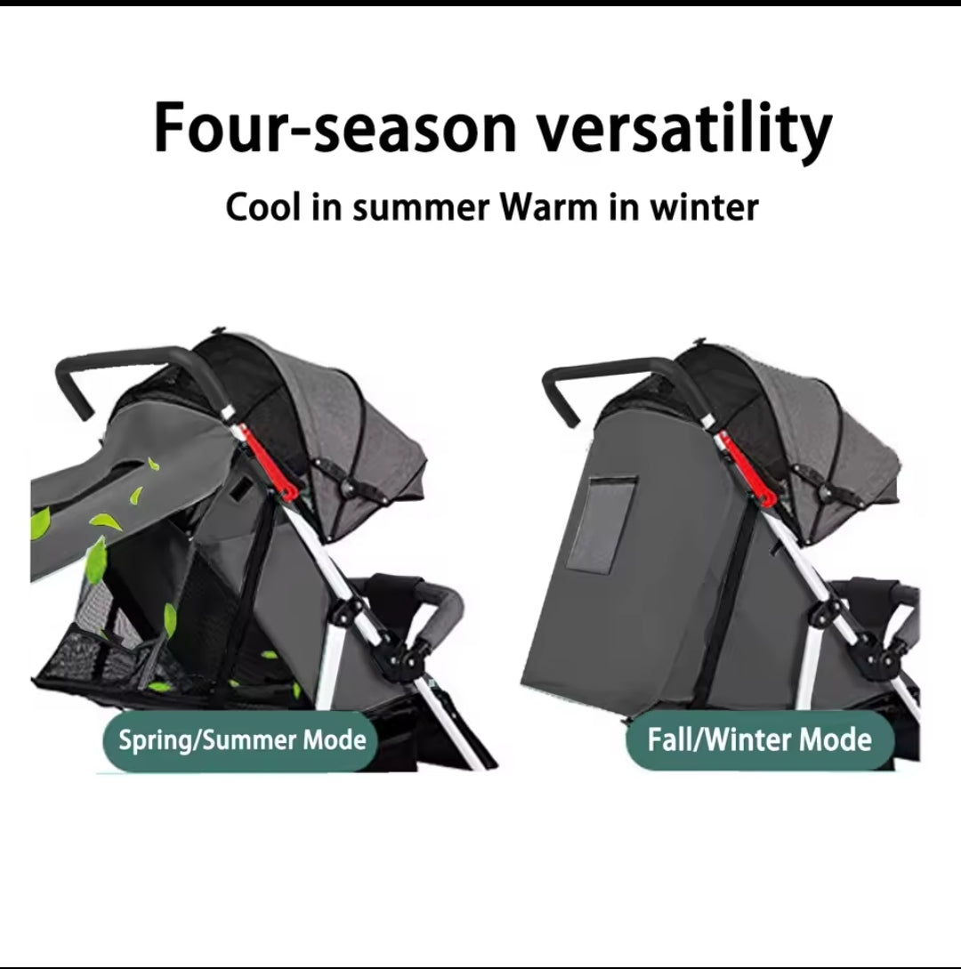 Leichter klappbarer Kinderwagen Grau, 5-Punkt-Gurt, Buggy ab Geburt, Max 30kg