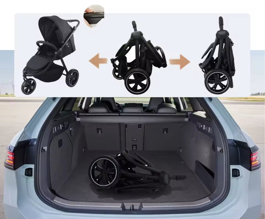 Robuster 3-Rad-Kinderbuggy mit Offroad-Reifen, Einhand-Lenkung & 5-Punkt-Gurt – Sportlich, Praktisch & Sicher bis 22 kg