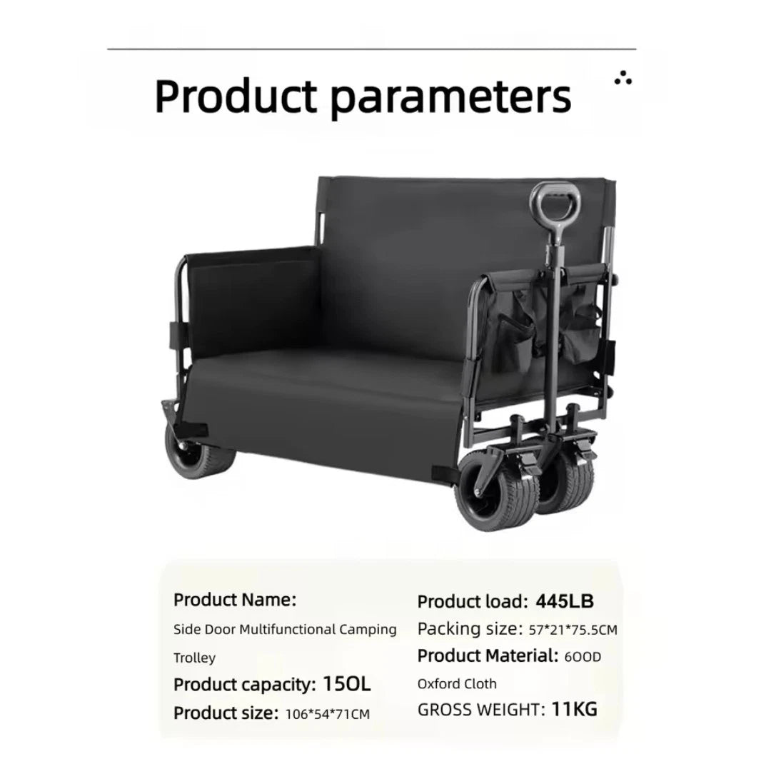 3in1 Klappbarer Bollerwagen Handwagen Strandwagen Campingbank Garten Trolley