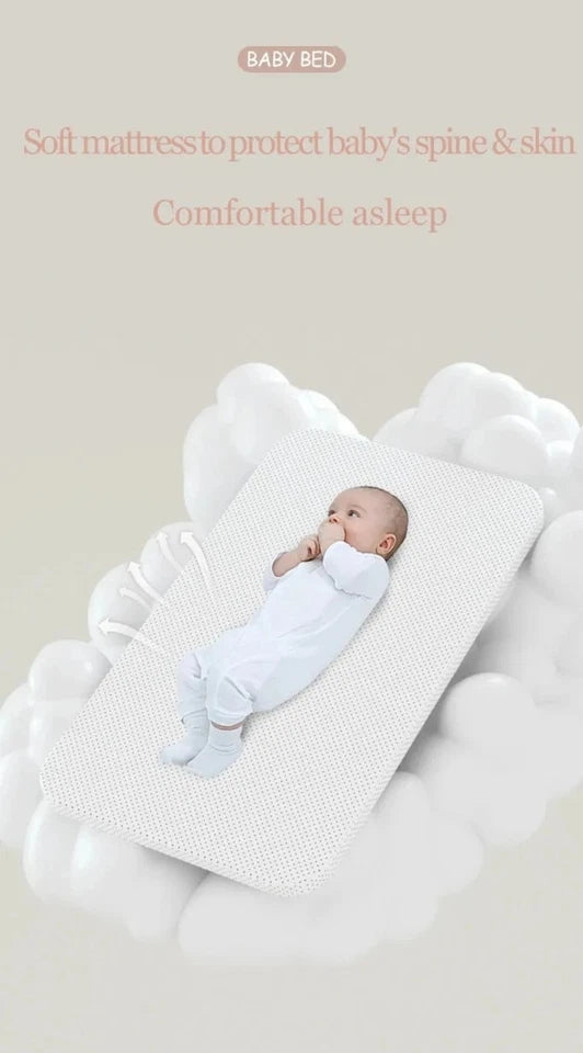 Tragbares Babybett elektrisch grau mit Matratze für Neugeborene