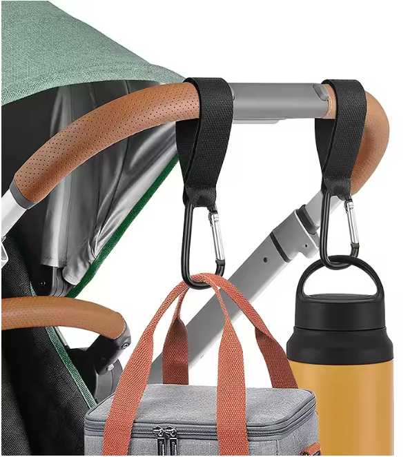 Kinderwagen Haken 4er Set Clips Aluminium für Wickeltasche Einkaufswagen Organizer