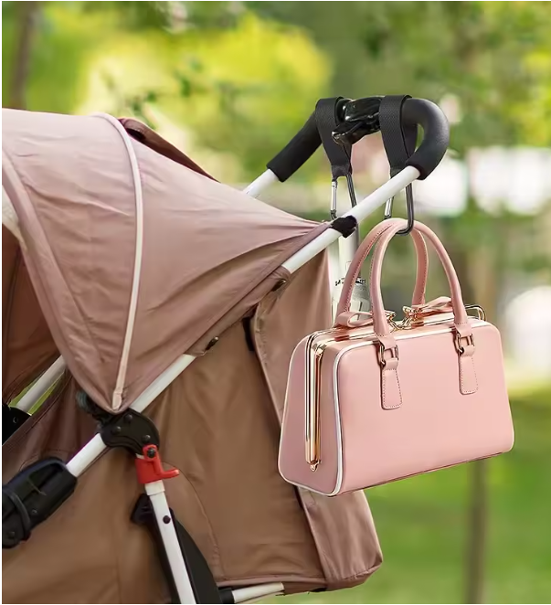 Kinderwagen Haken 4er Set Clips Aluminium für Wickeltasche Einkaufswagen Organizer